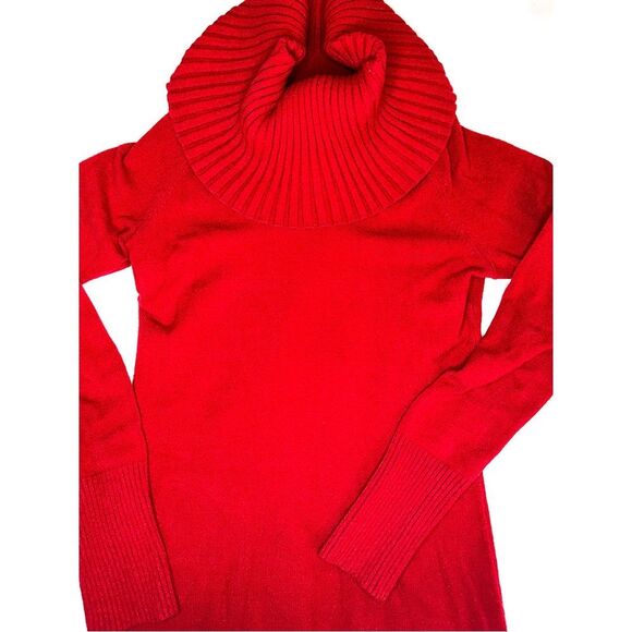 INC Sweater Dress | Red Cowl Neck Cozy Holiday Winter Dress - Picture 4 of 9